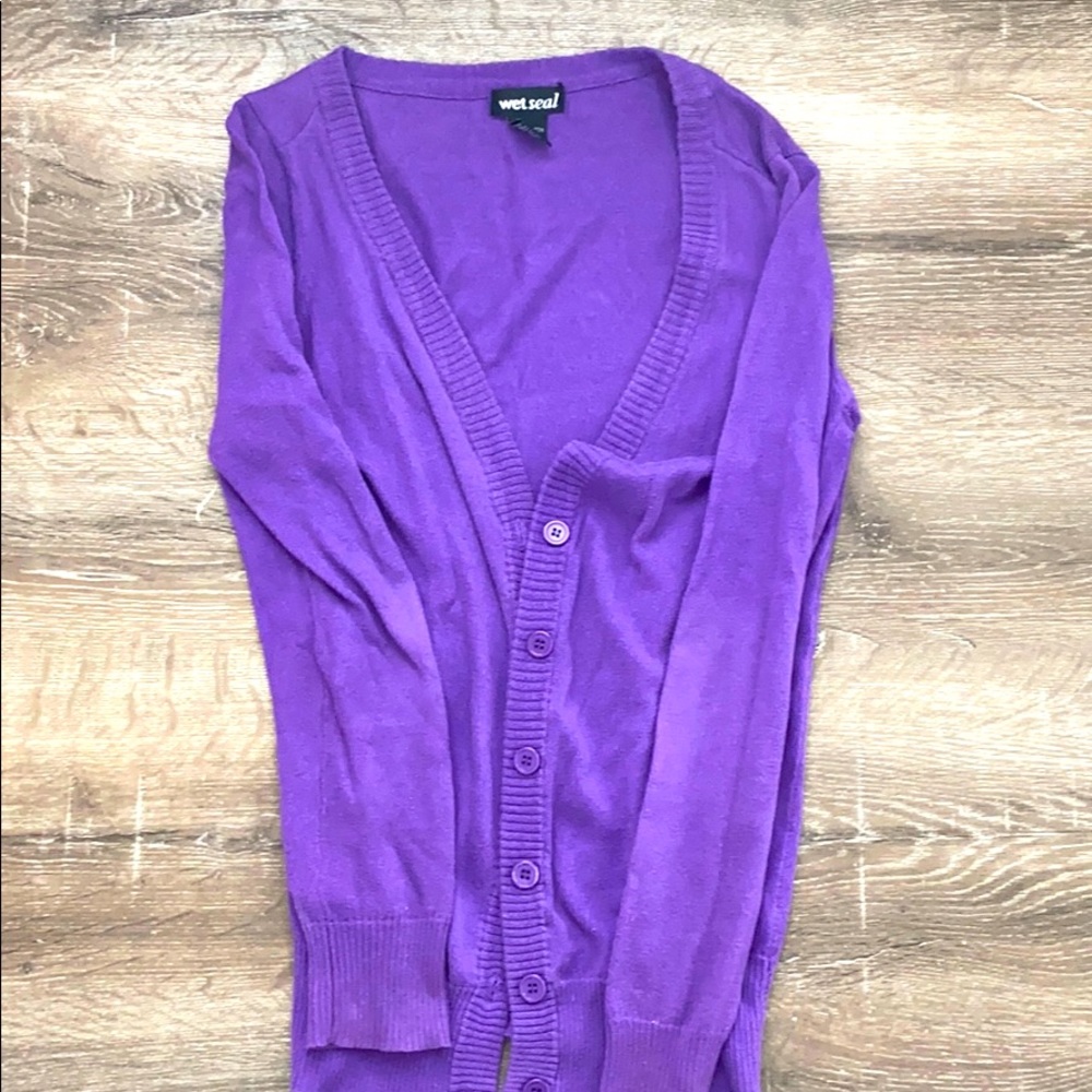 Purple button up sweater
